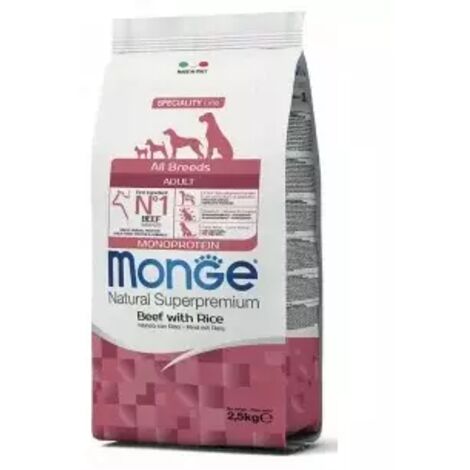 Bœuf monoprotéiné Monge avec riz 2,5 kg