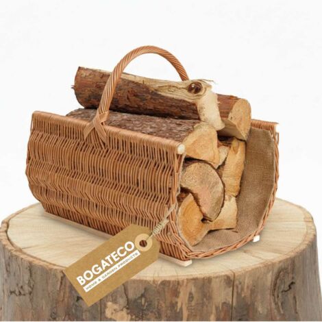 BOGATECO Panier à bois en osier avec jute 60x45x30 cm naturel