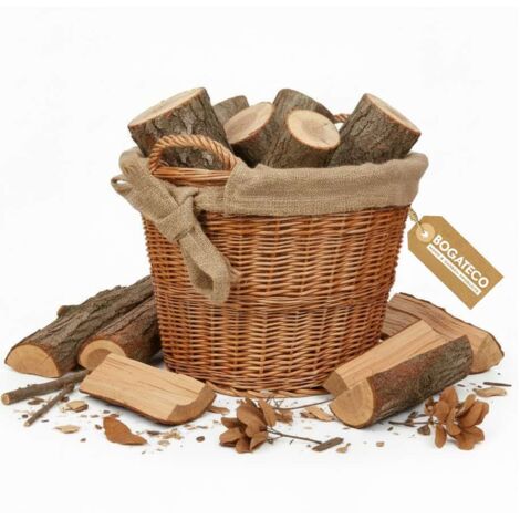 BOGATECO Panier Cheminée Osier Clair 40x32 cm Bois de Chauffage
