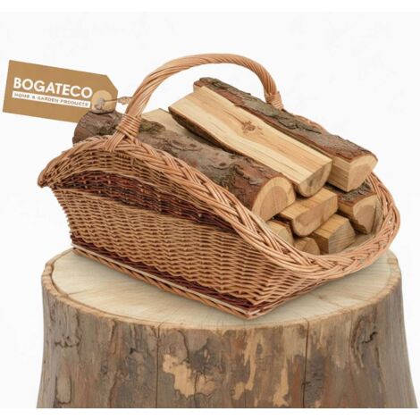 BOGATECO Panier en Osier avec Jute pour Bois de Chauffage 60 cm