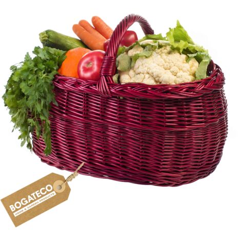 BOGATECO Panier en osier naturel shopping 45x30x32 cm