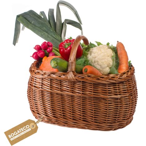BOGATECO Panier Osier Naturel Courses Pique-Nique 45x30x32 cm