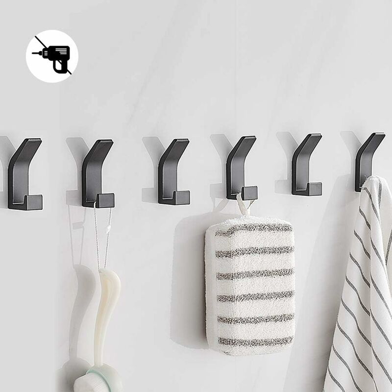 

Bogeer Ganchos autoadhesivos para toallas de baño Paquete de 6 ganchos de pared adhesivos de acero inoxidable para baño, cocina, armario de oficina,