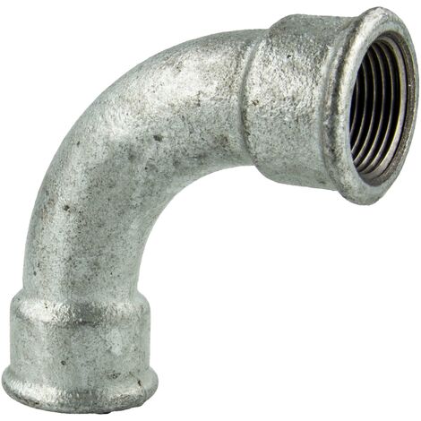Bogen 90 Grad, 1 1/4", 2 Muffen Temperguss verzinkt  2