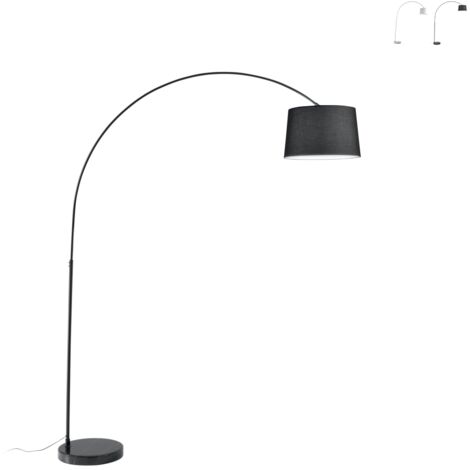 Bogenlampe aus Metall mit Marmorsockel und Stoffschirm Dream - Schwarz