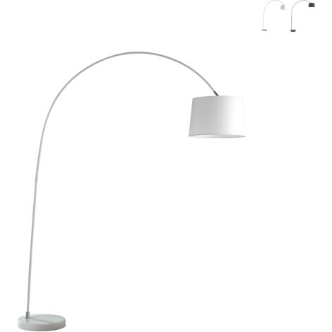 Bogenlampe aus Metall mit Marmorsockel und Stoffschirm Dream - Weiß