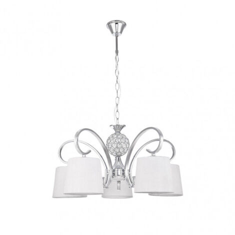 Bogota Lampe 5xe14 Chrom Weißer Schirm Regx57x57 cm