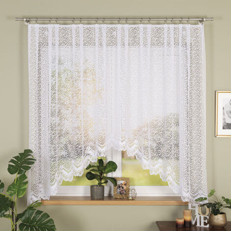 BOGUMIŁA - Cortina jacquard confeccionada con corte en la parte inferior - 300x160 cm - blanco