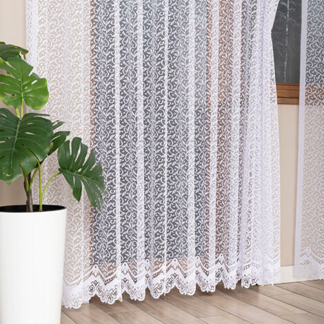 BOGUMIŁA - Rideau jacquard prêt à poser avec bas droit - 300x250 cm - blanc
