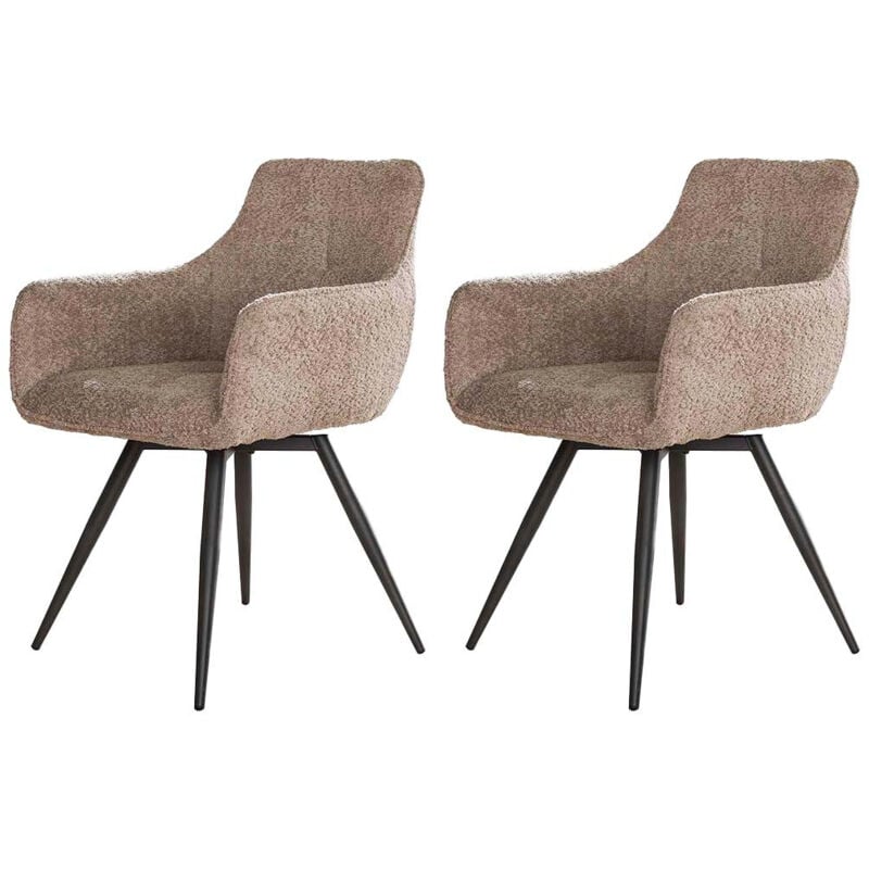 Lisa Design - Boha - lot de 2 fauteuils pivotants - en tissu bouclette sable