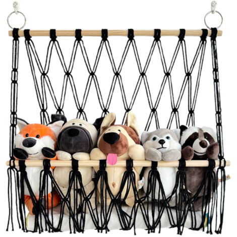 Bohème-Aufbewahrungsregal aus Flechtwerk für Taschen und Spielzeug – Schwarz – 1-stöckig