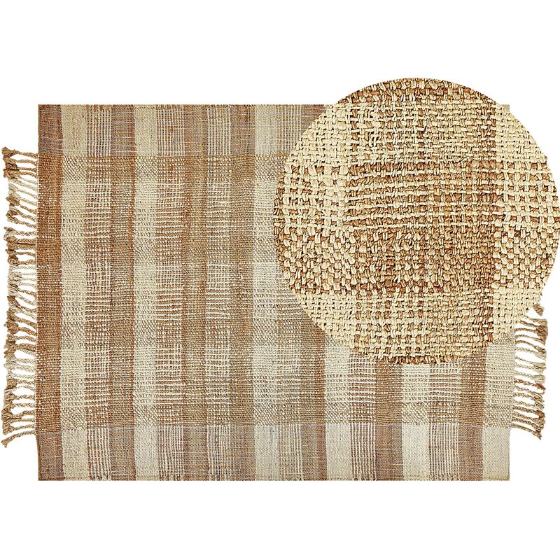 Boho Handwoven Area Rug Jute 140 x 200 cm Tassels Beige Berissa