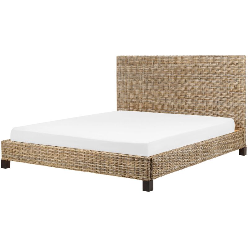 Beliani Bed Rattan Salbris 180 X 200 Cm (eu Super King) Natural