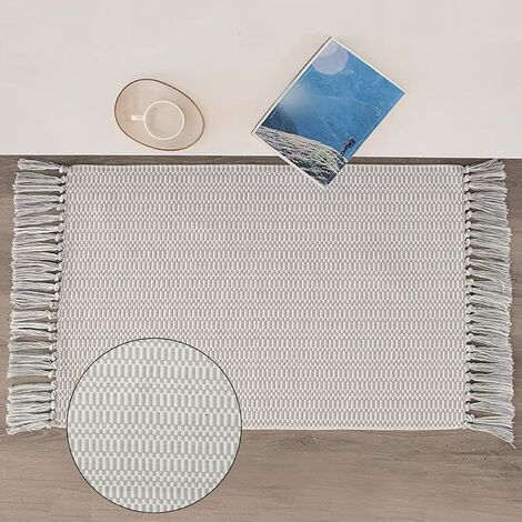 Boho Rug Kitchen Running Rug, Washable, Bathroom Mat Woven Small Cotton Geometric Pattern Rug 60*90cm