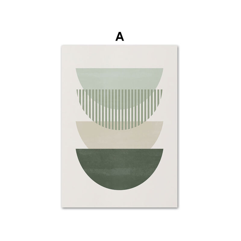 Boho Sage Green Sun Moon Modern Abstract Wall Art