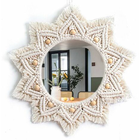 Boho Wall Hanging Macrame Mirror Decorative Mirror for Home Decor