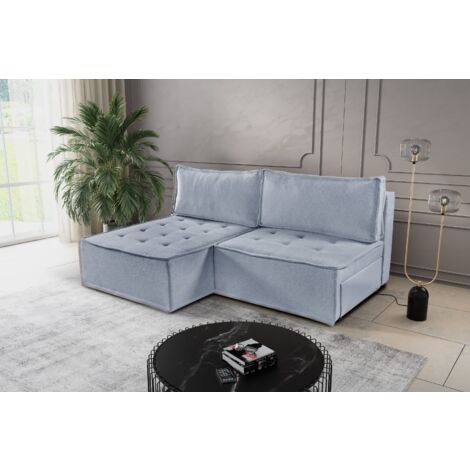Bohoo Mini modernes Ecksofa mit Schlaffunktion Hellgrau Links