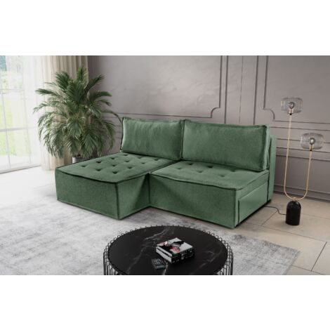 Bohoo Mini modernes Ecksofa mit Schlaffunktion Hellgrün Links