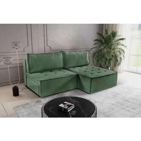 Bohoo Mini modernes Ecksofa mit Schlaffunktion Hellgrün Rechts