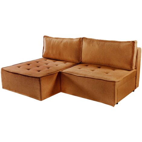 Bohoo Mini modernes Ecksofa mit Schlaffunktion Ziegel Links