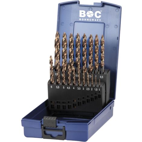 Bohrcraft Bohrer Set ø 1-10mm Turbo Step - Spiralbohrer Bohrerset DIN338, HSS-E Co5 - 19-teilig