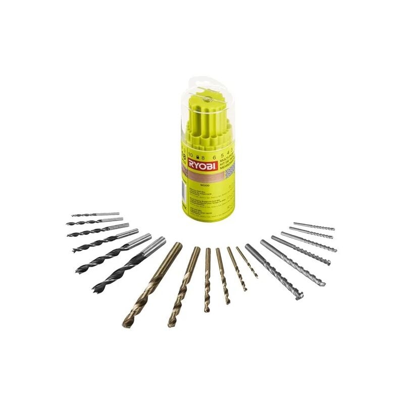 Image of RAK18DMIX Kit 18 Bits Bohrer Schraubendreher Bohren Holz Wand Metall - Ryobi