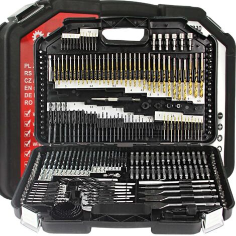 Bohrer und Bit Satz Bohrerkoffer Set Holz Metall Beton 246 tlg. Satz + Koffer