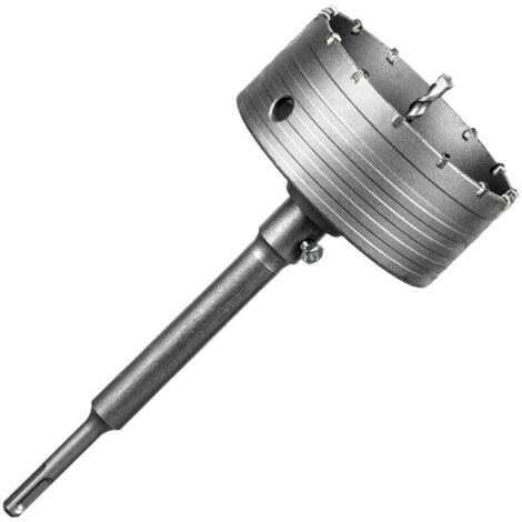 Bohrkrone 125mm SDS Plus M22 Gewinde SDS Plus Schaft 220mm Wandlochsägebohrer Lochsägen-Set mit für Hartmetall-Zentrierbohrer für Mauerwerk Natursteine Sandsteine Kunststeine Beton Marmor Fliese