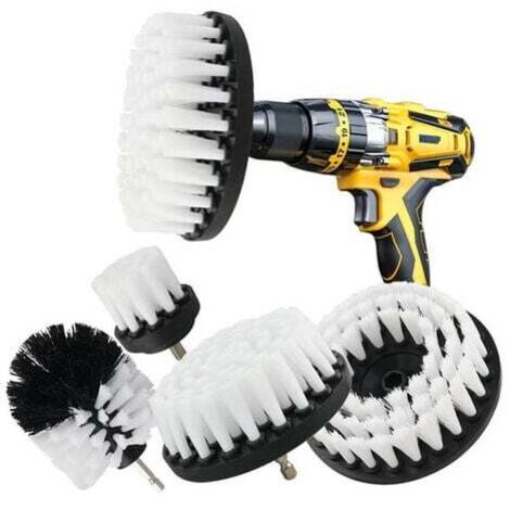 Bohrmaschinen-Reinigungsbürste, 5 Stück, Bohrbürste für Auto, Fliesen, Teppich, Badewanne, Küche, WC, weiß