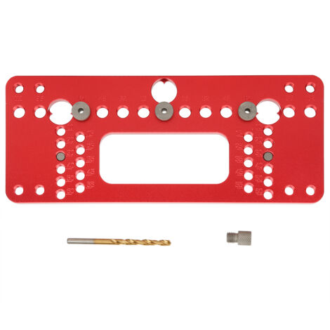 Bohrschablone aus Aluminiumlegierung für Türgriffe, Präzisionsbohrlehre, Holzbearbeitungswerkzeug, Rot 08610B