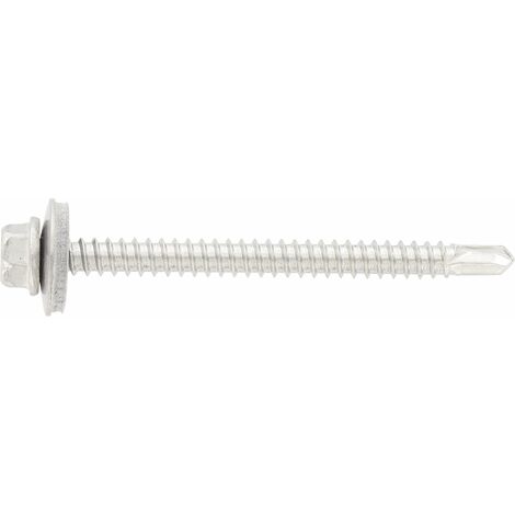 Bohrschrauben mit Dichtscheibe 5,5x65 - Bohrschraube mit Sechskantkopf und EPDM Dichtscheibe, Edelstahl A2 - 200 Stück