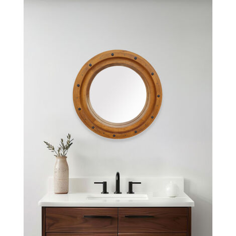 Boïa - Miroir hublot en bois massif de manguier