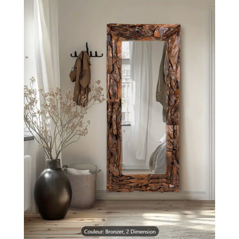 Boima - Miroir en bois de teck finition antique