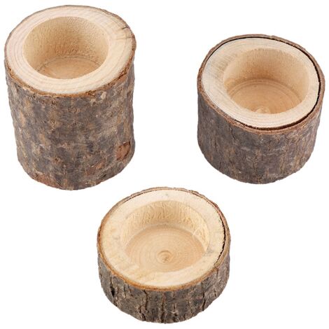 Bois Bois Pile Bougeoir Stand Chandelier Journal Pot De Fleurs Ornement Décor (Trois pièces)