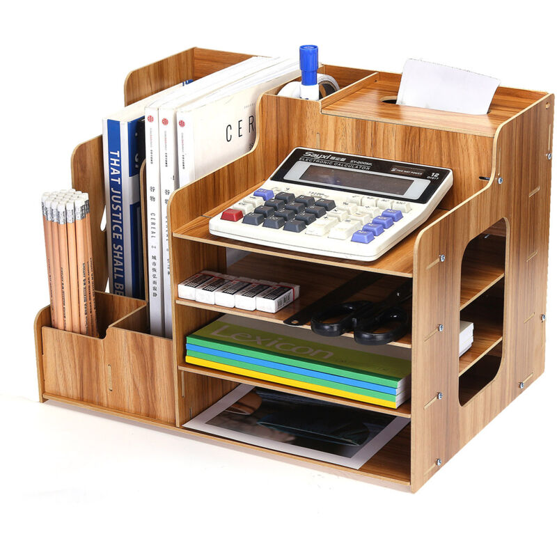 Bois Bureau Organisateur Rangement Stockage Rack Eacute Tag Egrave Re Agrave Livres Support Papier Noir Lavente Lvtp5521575