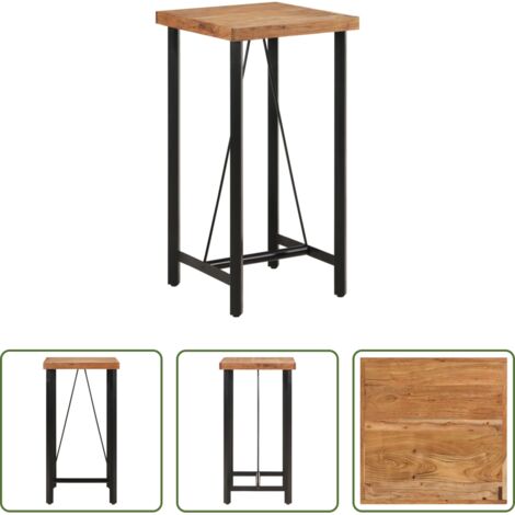 Bois d'acacia -  Table de bar 55x55x107 cm bois massif d'acacia et fer