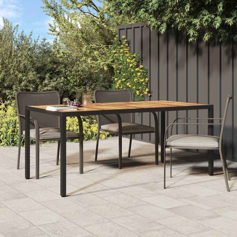 Vidaxl - Table de jardin 190x90x75 cm Résine tressée et bois acacia Noir
