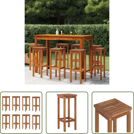 Bois d'acacia -  Tabourets de bar lot de 8 bois massif d'acacia