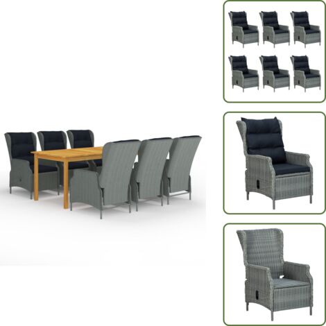 Bois d'acacia - vidaXL Ensemble à manger de jardin 7 pcs Gris clair - Chaise extérieure