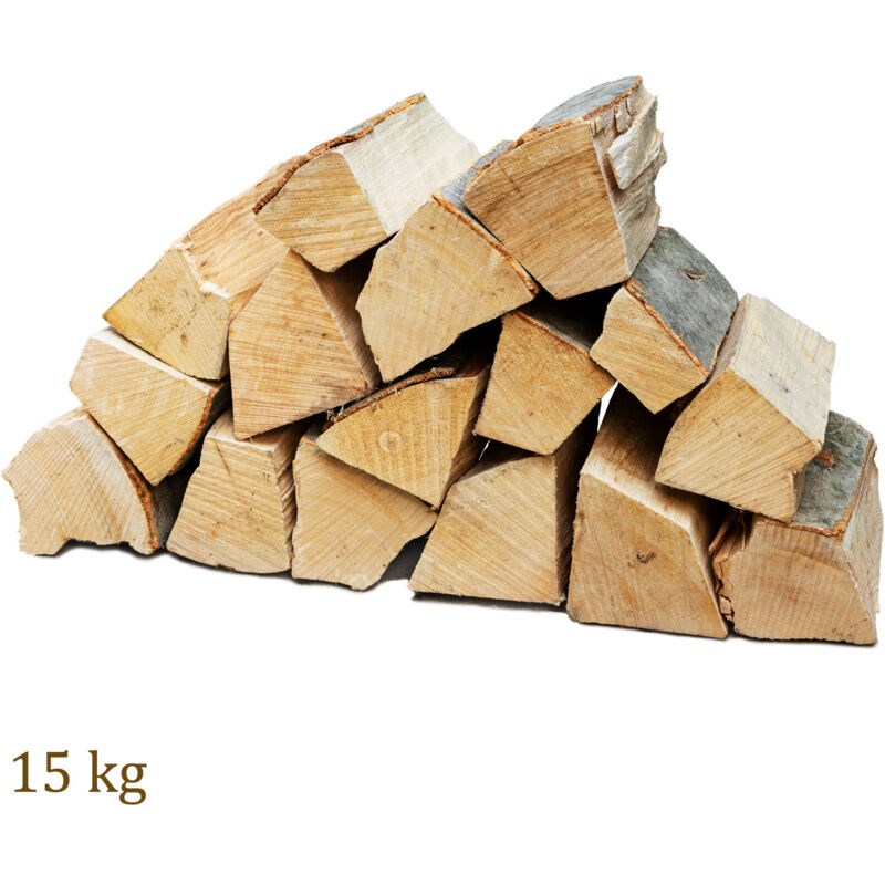 Flameup - Bois de chauffage 15 kg Pour Poêle et Cheminée Brasero Grill Panier à Feu Bûches de Bois de Hêtre 25 cm