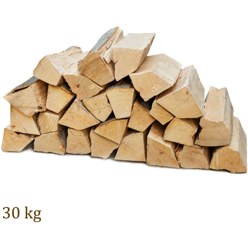 Flameup - Bois de chauffage 30 kg Pour Poêle et Cheminée Brasero Grill Panier à Feu Bûches de Bois de Hêtre 25 cm