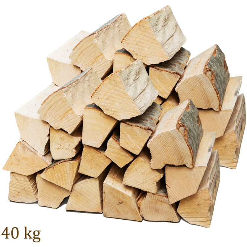 Flameup - Bois de chauffage 40 kg Pour Poêle et Cheminée Brasero Grill Panier à Feu Bûches de Bois de Hêtre 25 cm