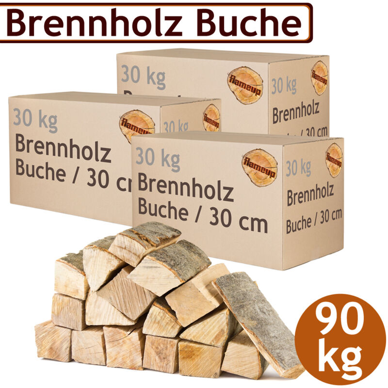 Bois de chauffage 5 - 500 kg Pour Poêle et Cheminée Brasero Grill Panier à Feu Bûches de Bois de Hêtre 30 cm Flameup