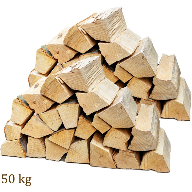 Flameup - Bois de chauffage 50 kg Pour Poêle et Cheminée Brasero Grill Panier à Feu Bûches de Bois de Hêtre 25 cm