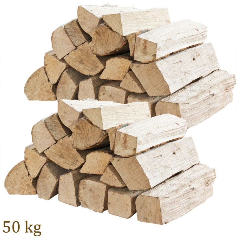 Flameup - Bois de chauffage 50 kg Pour Poêle et Cheminée Brasero Grill Panier à Feu Bûches de Bois de Hêtre 33 cm