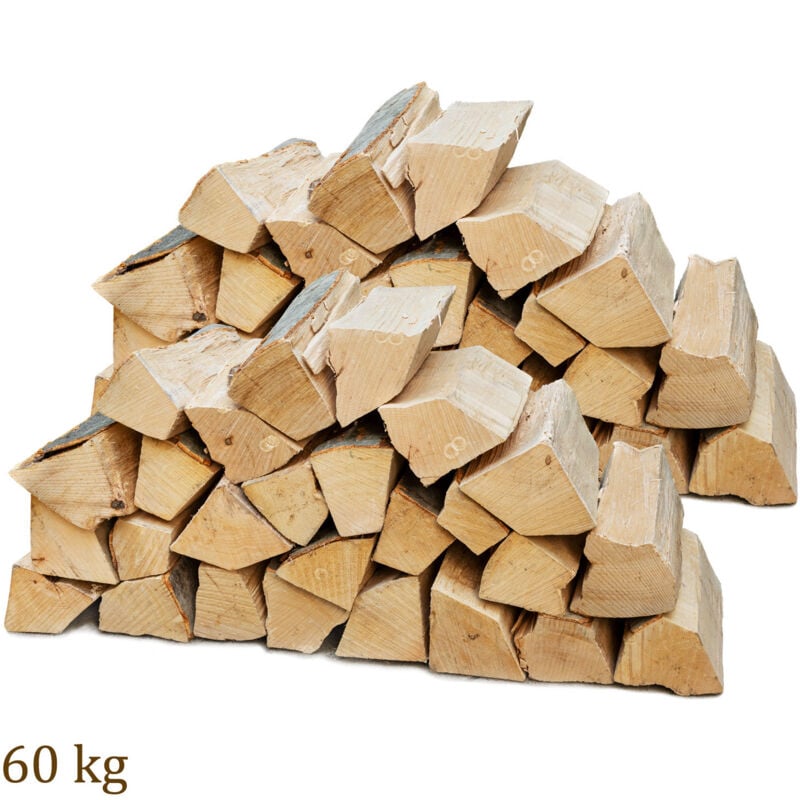 Bois de chauffage 60 kg Pour Poêle et Cheminée Brasero Grill Panier à Feu Bûches de Bois de Hêtre 25 cm Flameup
