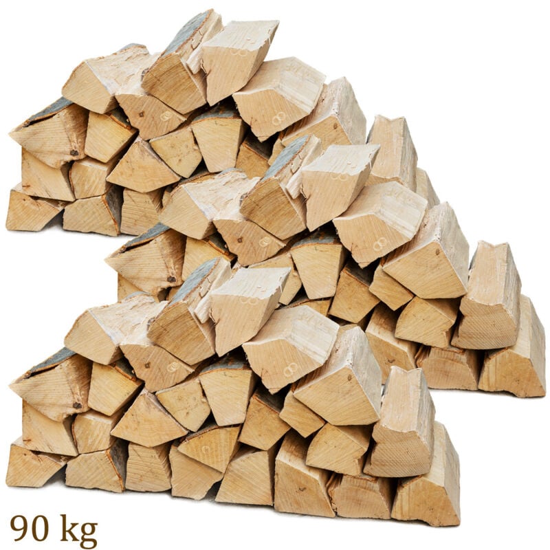 Bois de chauffage 90 kg Pour Poêle et Cheminée Brasero Grill Panier à Feu Bûches de Bois de Hêtre 25 cm Flameup