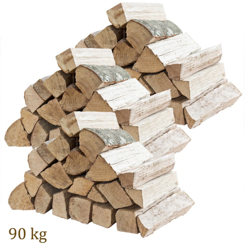 Flameup - Bois de chauffage 90 kg Pour Poêle et Cheminée Brasero Grill Panier à Feu Bûches de Bois de Hêtre 33 cm