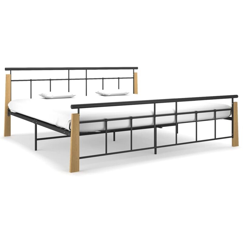 Cadre de lit sans matelas métal bois de chêne massif 200x200 cm Vidaxl