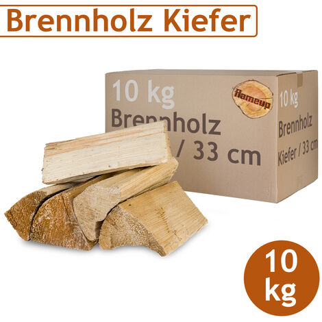 Bois de pin bois de chauffage 10 kg Pour Poêle et Cheminée Brasero Grill Panier à Feu Bûches de 33 cm Flameup